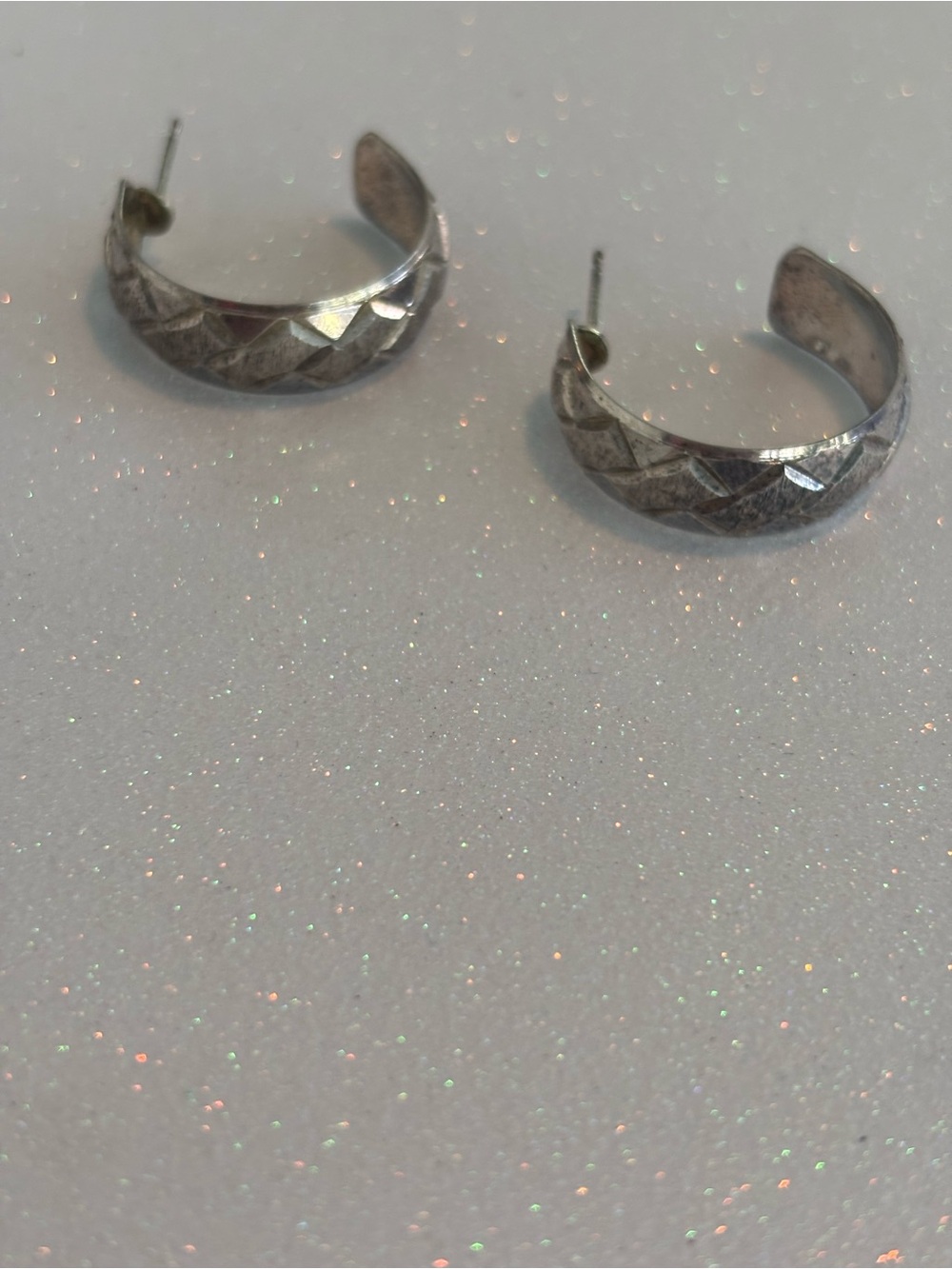 Vintage Y2K Sterling Cut Hoops